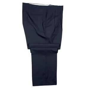 Norm Thompson Dress Pants Mens 44 Long Navy Blue Pleated Wool Blend